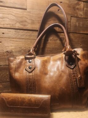 FRYE Melisss Dark Brown Leather Shoulder Tote/Bag/Purse
